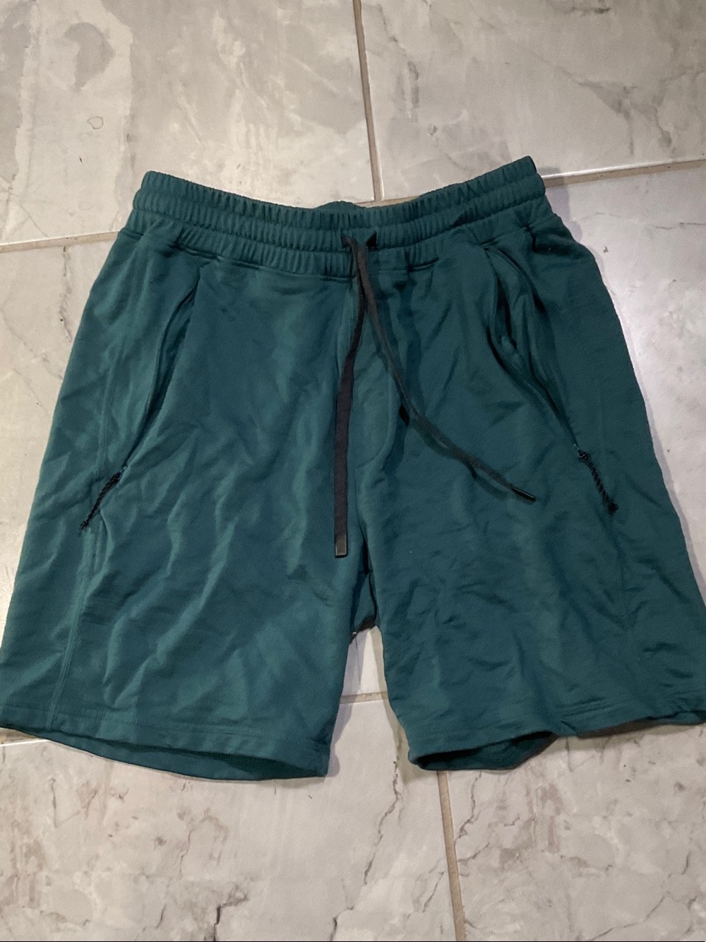 Men's Ridge Merino Hyde Treetop Teal Drawstring Shorts Zipper Pockets 100% wool